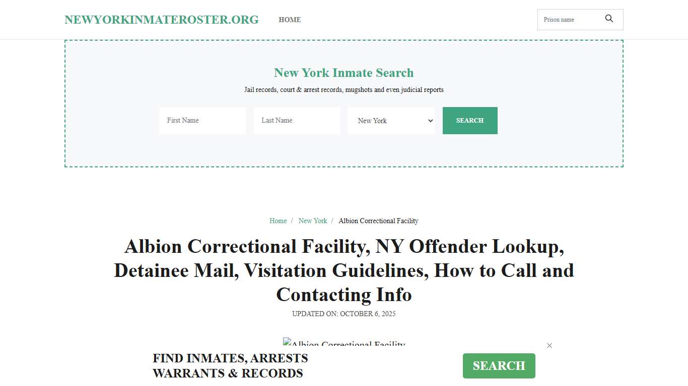 Albion Correctional Facility, NY: Inmate Search, Visitation & Contact Info